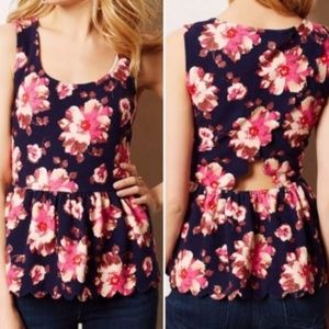Anthropologie Postmark Clovelly Floral Peplum Top